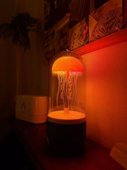 Altavoz con forma de medusa y luz colorida