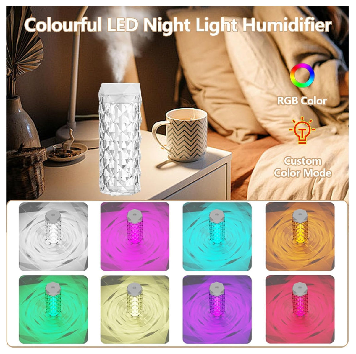Lámpara humificador cristal RGB
