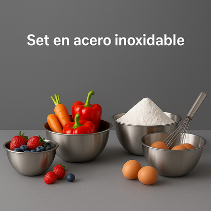 Set tazones acero inoxidable x 4 unidades