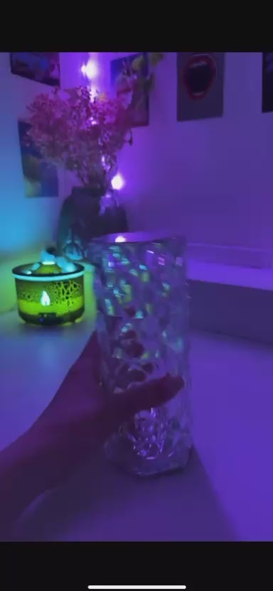 Lámpara cilindrica de cristal RGB